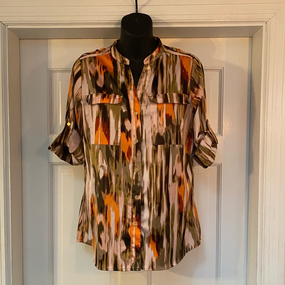 Calvin Klein Multicolored Abstract Print Tab Slee… - image 3